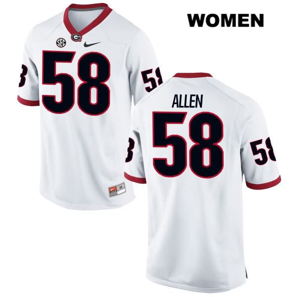 Georgia Bulldogs Women's Pat Allen #58 NCAA Authentic White Nike Stitched College Football Jersey SYQ7356MC